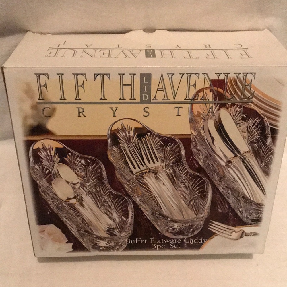 Fifth Avenue Portico 25% Lead Crystal Buffet Utensil Caddy Set of 3